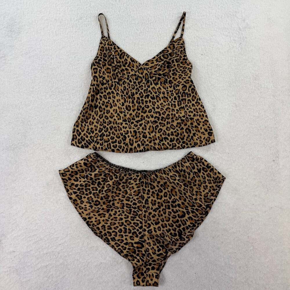 Victoria’s Secret Satin Camisole & Shorts Sleep Set Women’s Leopard Print Sexy
